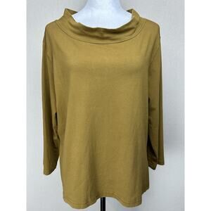 Iridium Top Womens Sz XL 95% Cotton Lagenlook Tee Mustard Yellow Oversized Boxy
